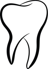 Black Outline Single Tooth Icon Dental Healthcare Symbol Illustration teeth