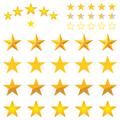 Collection of Golden Star Icons for Ratings, Reviews and Awards
