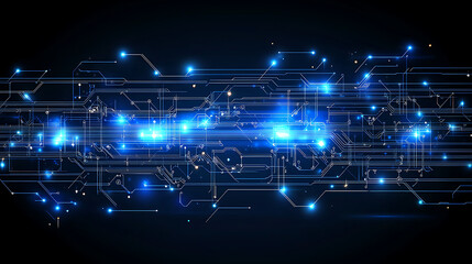 Obraz premium A blue and white image of a computer circuit board with many small lights