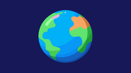Cartoon Earth Globe Illustration on a Dark Background