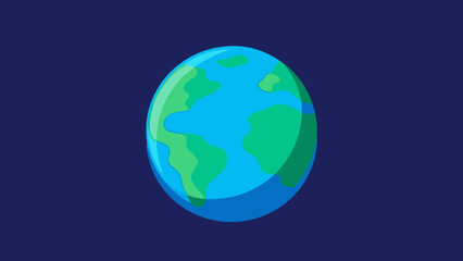 Cartoon Earth globe illustration on dark blue background