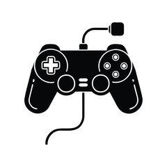 Stylized illustration of a classic video game controller with connection cable © Md CF ID #17860857