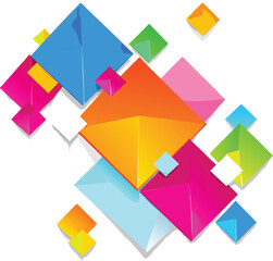 Colorful Abstract Geometric Shapes Design Bright Vivid Hues Overlapping Squares Triangles