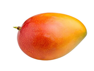 Vibrant and juicy mango with vivid orange and yellow hues on black isolated background setting