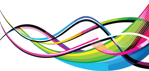 Abstract Colorful Swirling Wave Lines Bright Rainbow Hues Dynamic Energy Vibrant Design