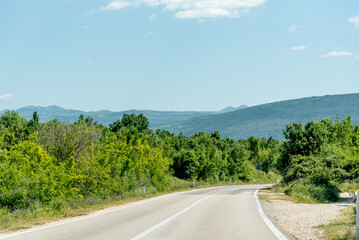 Scenic road among mountains Bosnia and Herzegovina, car drive along country road