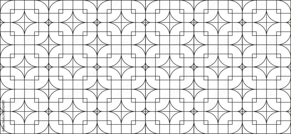 Poster seamless pattern of abstract curved lines creating a sense of movement and depth – black and white v
