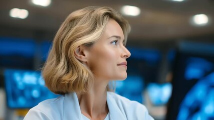 Ophthalmologist Analyzing Eye Scan in Modern Hospital Setting