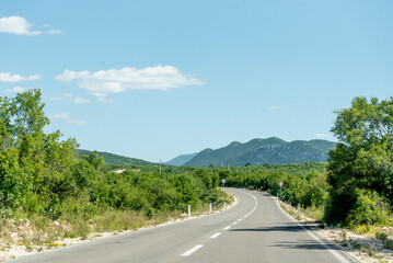 Scenic road among mountains Bosnia and Herzegovina, car drive along country road