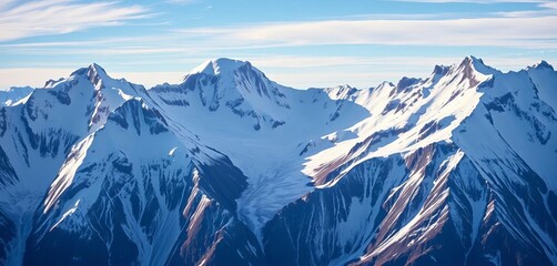 Dramatic, snow-covered peaks of the Sentinel Range in Antarctica's Ellsworth Mountains, featuring Mount Vinson, wind, Sentinel Range