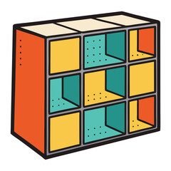 Retro cube shelves with a playful, geometric design, perfect for displaying books, plants, and decor. Adds a vintage vibe and organized style to any modern space.
