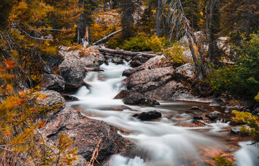 waterfall in autumn forest