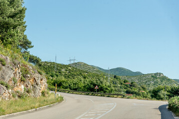 Scenic road among mountains Bosnia and Herzegovina, car drive along country road