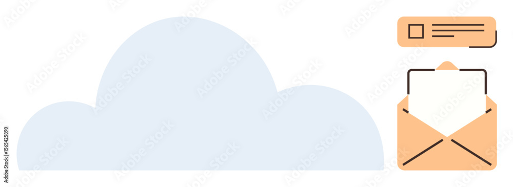 Aufkleber cloud with open envelope, letter symbolizing email, digital storage, and messaging. ideal for techno