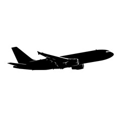 Airplane Silhouette Against a White Background in Profile View