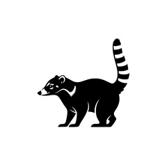 Coati Silhouette of a Mammal Animal with Striped Tail Standing Still