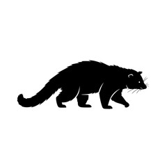 Black Silhouette of a Binturong Walking and Facing Right