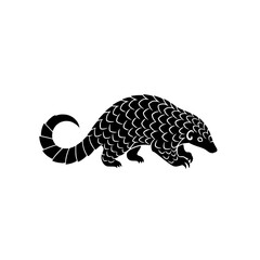 Black Pangolin Silhouette Illustration Side View