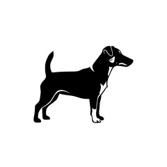 Small Dog Silhouette Standing Profile View Black and White