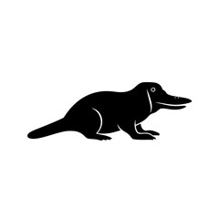 Fototapeta premium Simple Black Silhouette of a Platypus Standing on All Fours
