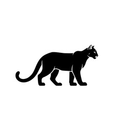 Black Panther Silhouette Standing Proudly on a White Background Majestic Wild Cat Illustration Elegant Big Feline Predator