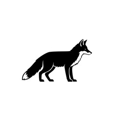 Elegant Black Fox Silhouette Standing Proudly in Natural Profile