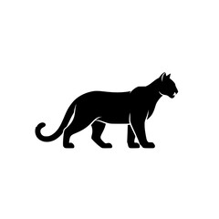 Elegant Black Silhouette of a Majestic Panther Standing Gracefully
