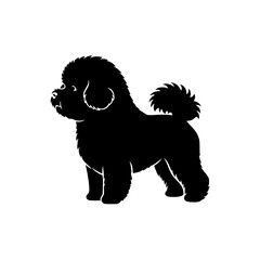 Fluffy Dog Silhouette with Curly Tail and Rounded Ears