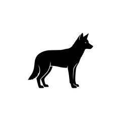 Black Silhouette of a German Shepherd Standing Proudly and Alert