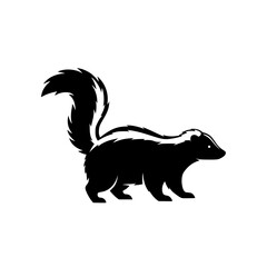 A Realistic Black And White Silhouette Of A Skunk