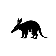 Simple Silhouette Vector Graphic of an Aardvark Animal
