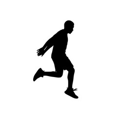 Silhouette of a male athlete in mid-stride during a sporting event