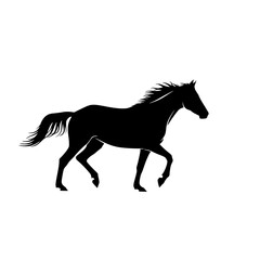 Elegant Horse Silhouette in Motion A Majestic Equine Figure Captured in Black