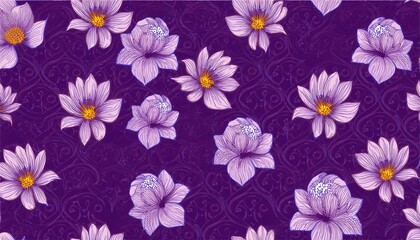 thai seamless pattern with purple flowers on abstract purple background for printing on fabric curtains wallpaper wrapping paper