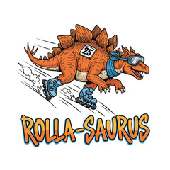 Cartoon Illustration Stegosaurus Roller Skating Character Mascot Design