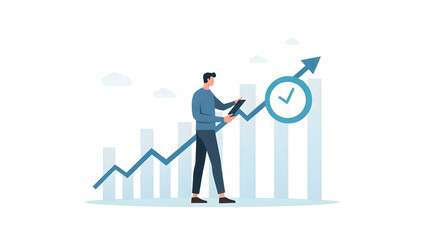 Dynamic Stock Visuals for Small Business Economic Outlook: Cute Vector Illustrations of Market Projections & Financial Data Analysis