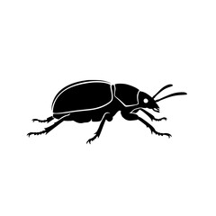 Detailed Silhouette Of A Crawling Beetle Insect With Six Legs Antennae And Eyes
