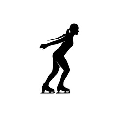 Female Figure Skater Silhouette in Dynamic Pose on Ice