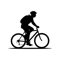 Obraz premium Silhouette of a Person Cycling with a Backpack