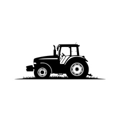 Classic Farm Tractor Silhouette in a Field of Grass