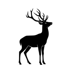 Elegant Silhouette of a Majestic Stag with Antlers Looking Upward