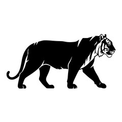 Majestic Tiger Silhouette Walking Gracefully Through a Field of Tall Grass