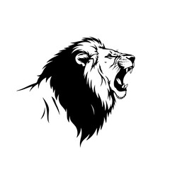 Majestic Lion Roaring Silhouette Majestic King of the Jungle Powerful Animal Graphic