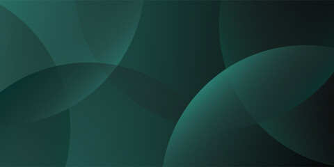 Obraz premium Dark green background with overlapping circular shapes. The background is smooth and gradient, featuring green and black tones. Minimal abstract circles vector gradient background