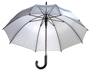 Transparent Dome-Shaped Clear Umbrella with Black Handle, isolated on transparent background