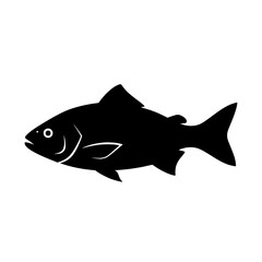 Abstract Silhouette of a Swimming Fish with Fins and Tail