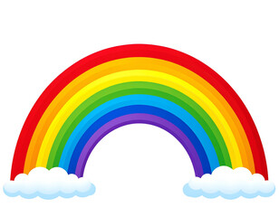 Vibrant Full-Arc Rainbow over Clear Blue Sky, isolated on transparent background