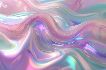 Obraz premium Iridescent Flowing Liquid Abstract with Pink Purple and Teal Hues