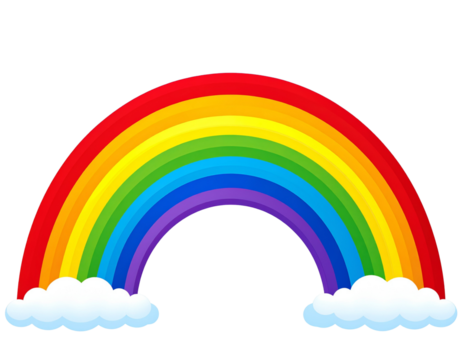 Vibrant Full-Arc Rainbow over Clear Blue Sky, isolated on transparent background - Powered by Adobe