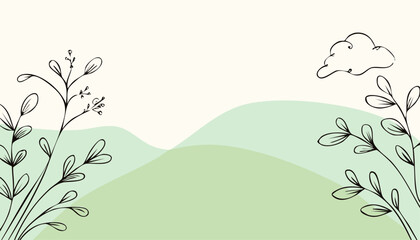 Whimsical nature-inspired design with delicate floral and cloud elements